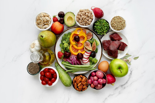 a variety of foods that contribute to a balanced diet